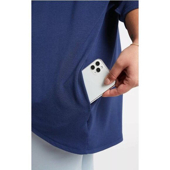 Athleta Womens Hooded Tunic Wrap‎ Top Modal/Polyester Blend S Blue - Picture 9 of 15